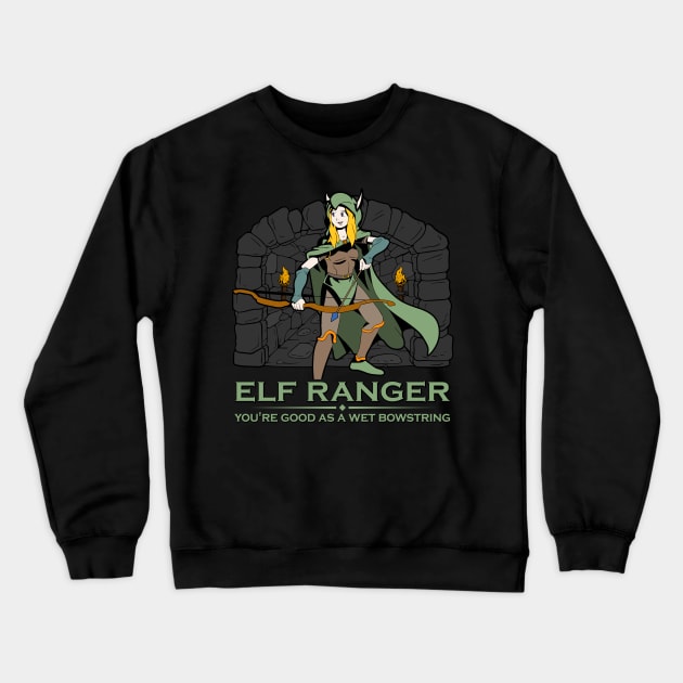 D20 Roleplaying Character - Elf Ranger Crewneck Sweatshirt by Modern Medieval Design